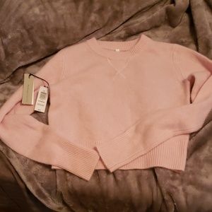 Aritizia pink cashmere slightly cropped sweater